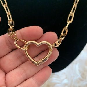 - Heart necklace Gold plated paper lip necklace with open heart pendant. S…